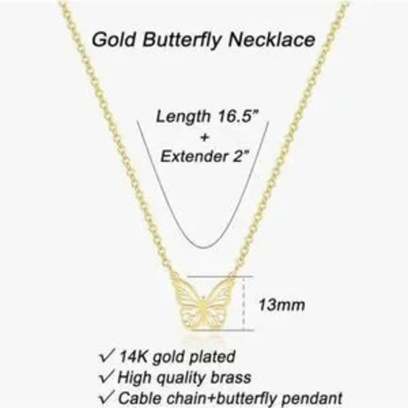 Jewelry - NEW?14K Gold Plated Elegant Gold Butterfly Necklace